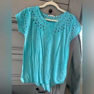 Soft Surroundings XS Laser Cut High-Low T-Shirt